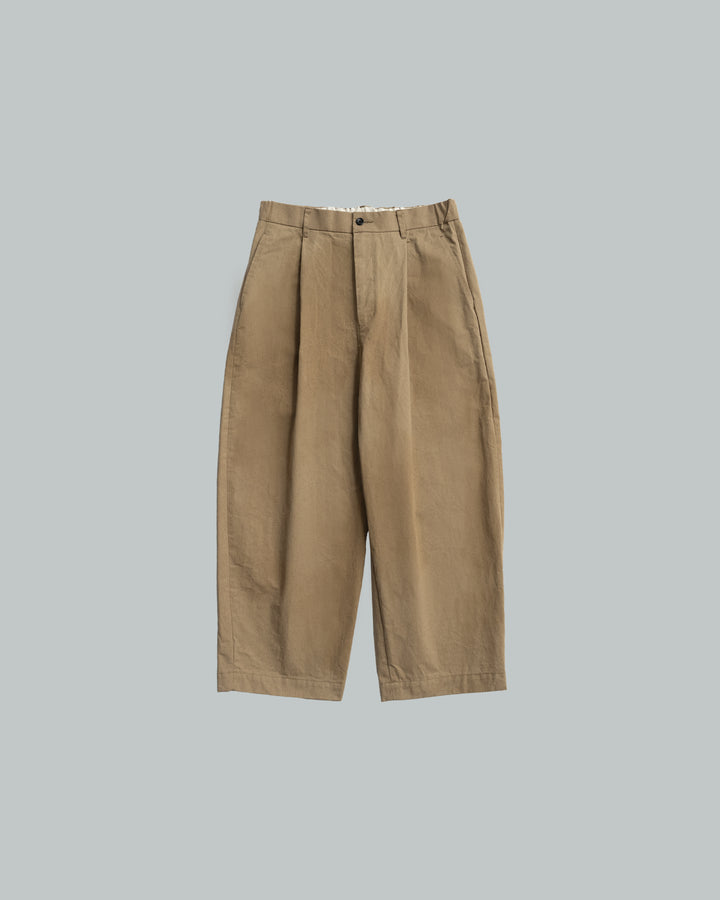 Brown Cotton Chino Wide Tapered Trousers