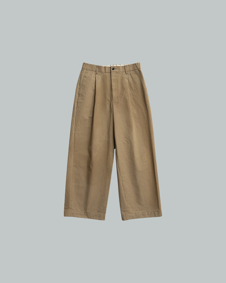 Brown Cotton Chino Wide Straight Trousers