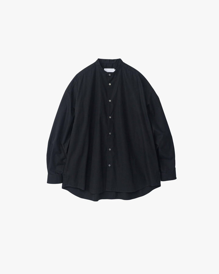 High Count Broad L/S Oversized Band Collar Shirt