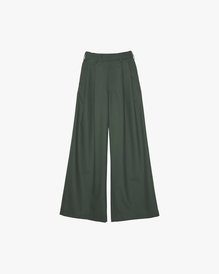 Techno Wool Nylon Two Tuck Wide Pants