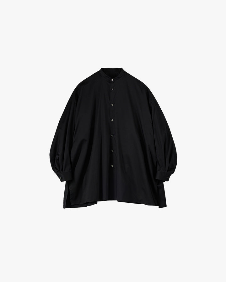 Silicon Poplin Deep Slit Band Collar Shirt