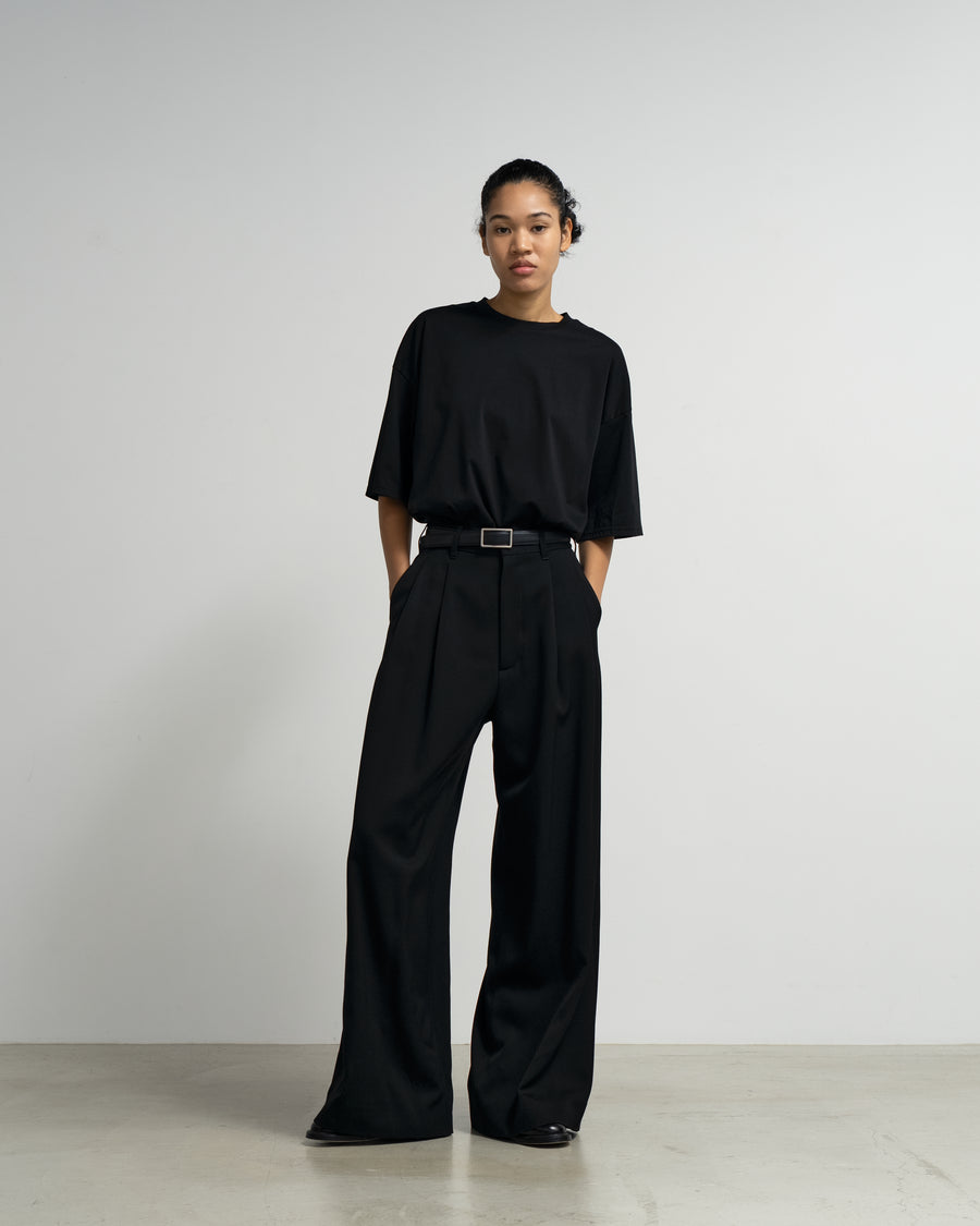 Wool Doeskin Two Tuck Wide Pants