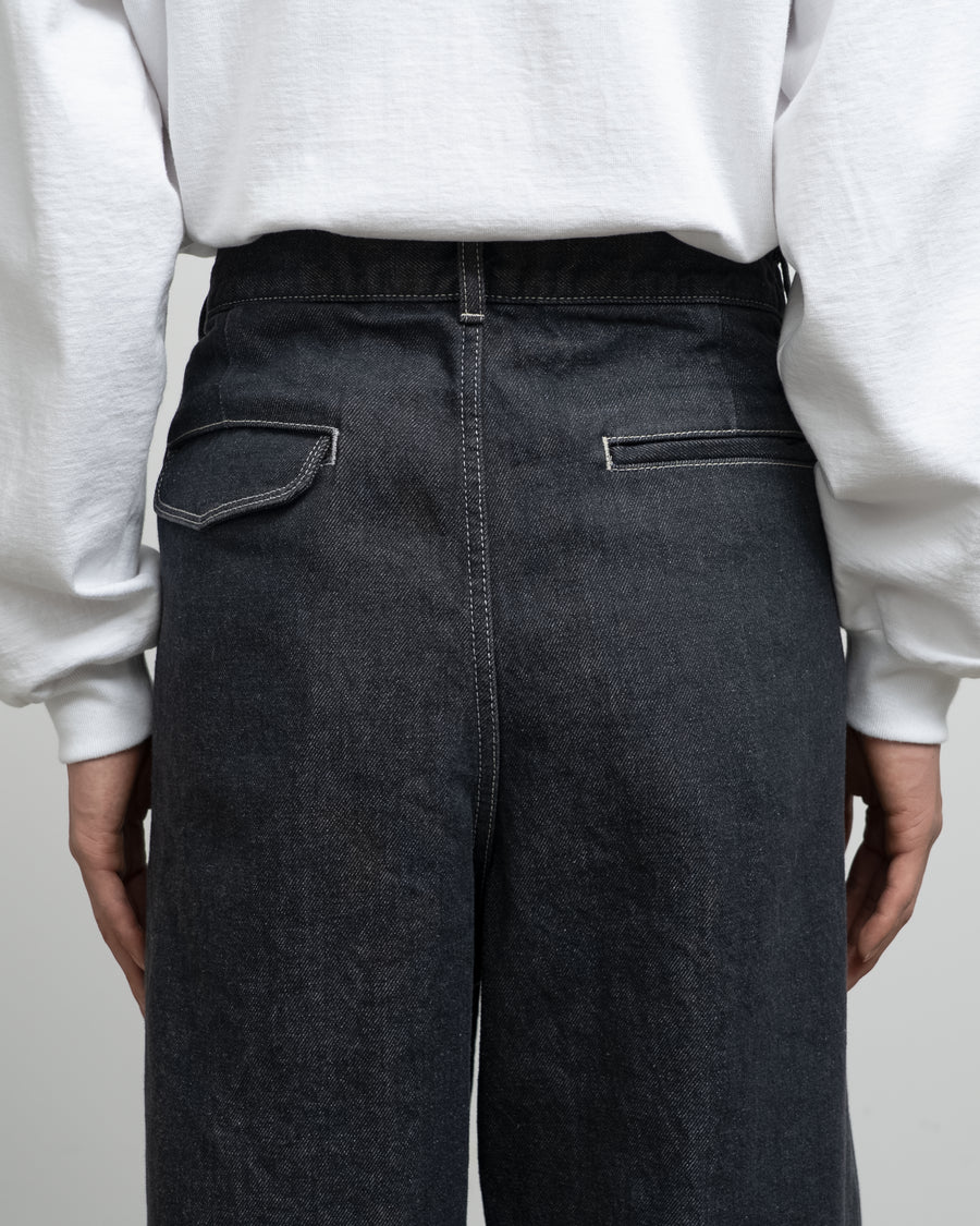 Gray Tone Cone Denim Two Tuck Pants -WASHED-