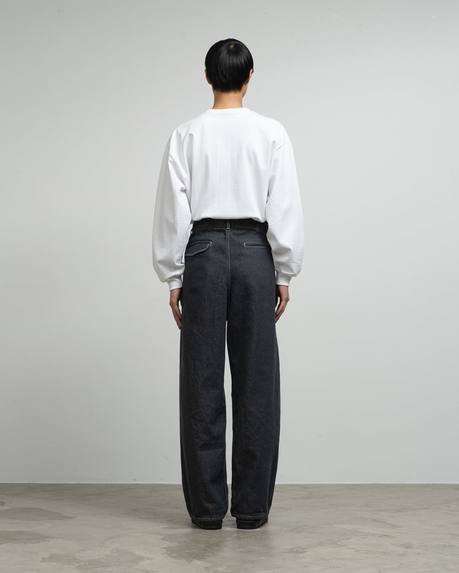 Gray Tone Cone Denim Two Tuck Pants -WASHED-