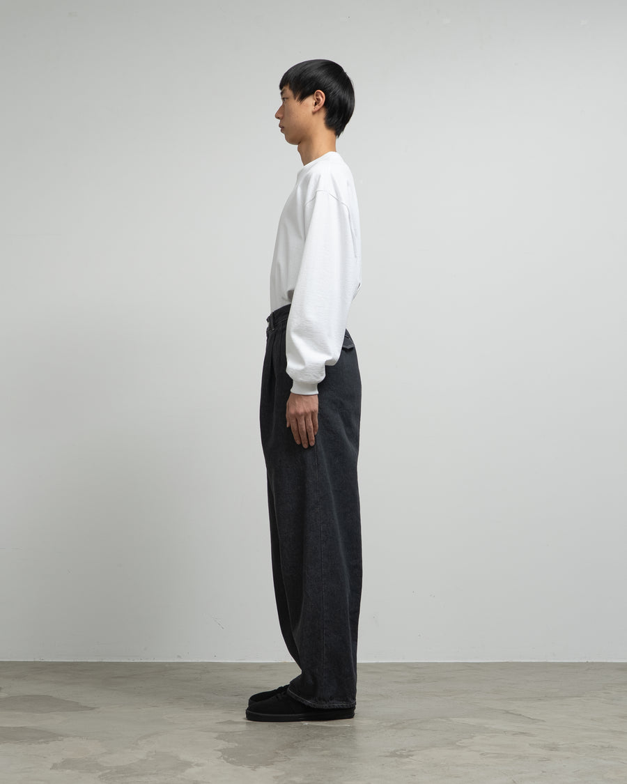 Gray Tone Cone Denim Two Tuck Pants -WASHED-