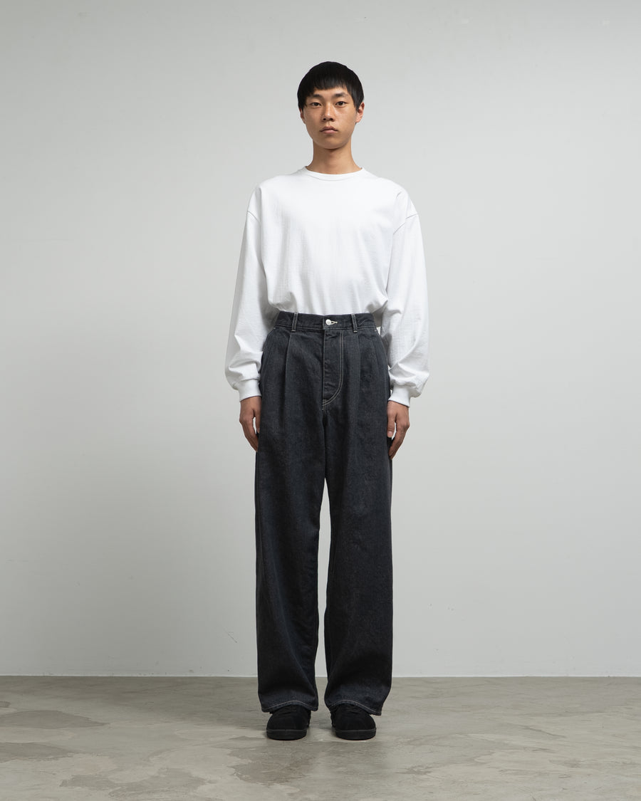 Gray Tone Cone Denim Two Tuck Pants -WASHED-