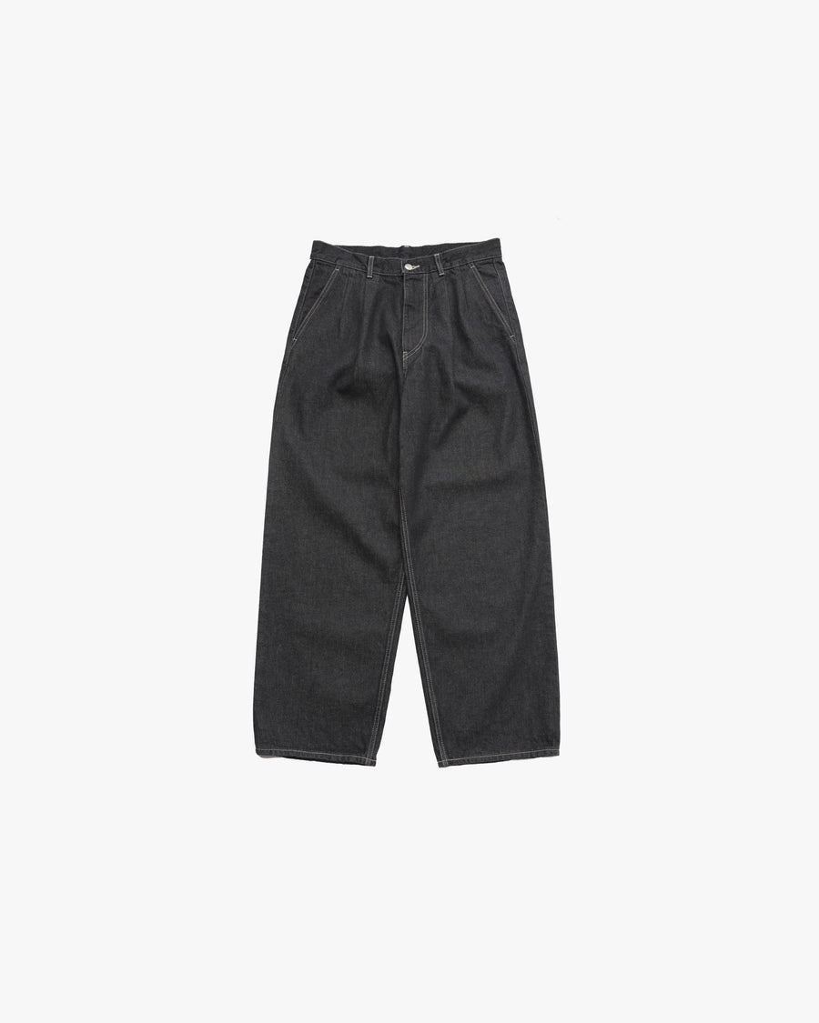 Gray Tone Cone Denim Two Tuck Pants -WASHED-
