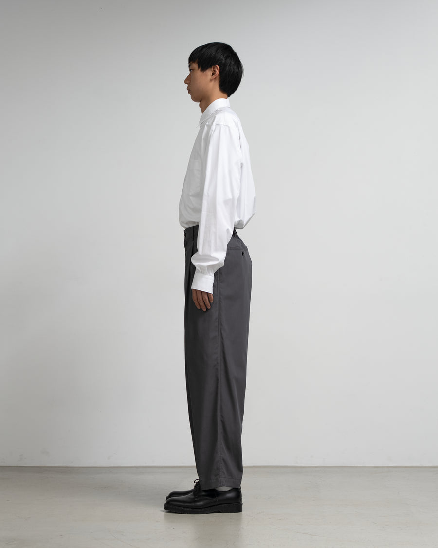 Wooly Cotton Twill Wide Tapered Slacks