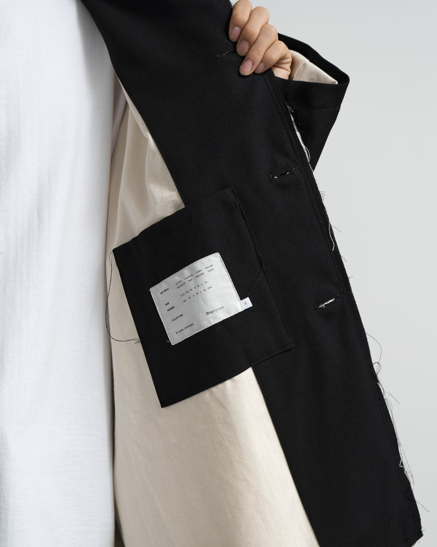 CF.GP Back Satin Gabardine Bal Collar Coat