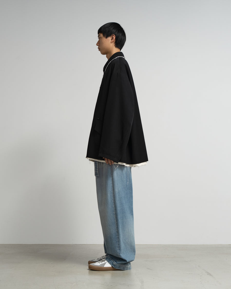 CF.GP Back Satin Gabardine Bal Collar Coat