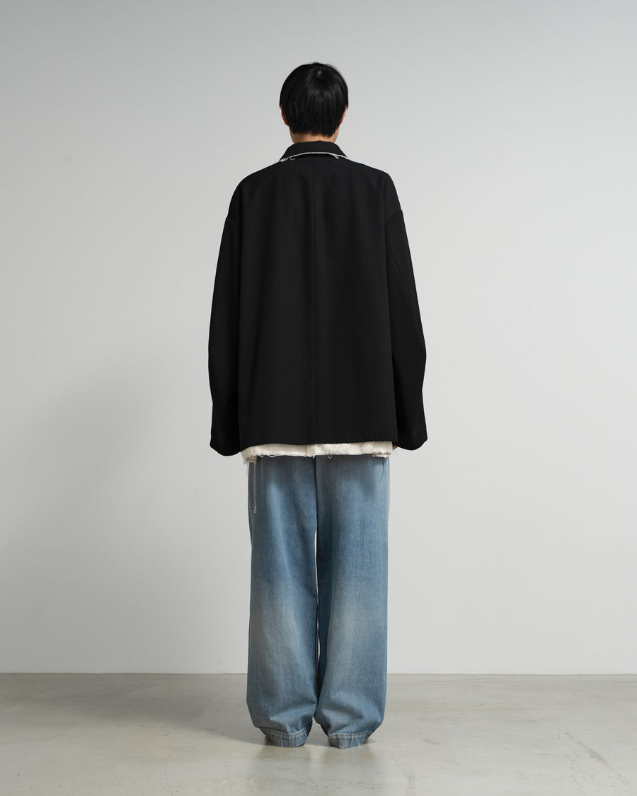 CF.GP Back Satin Gabardine Bal Collar Coat