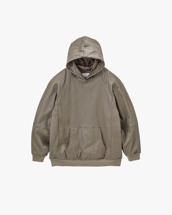 Bonded Leather Hooded Pullover