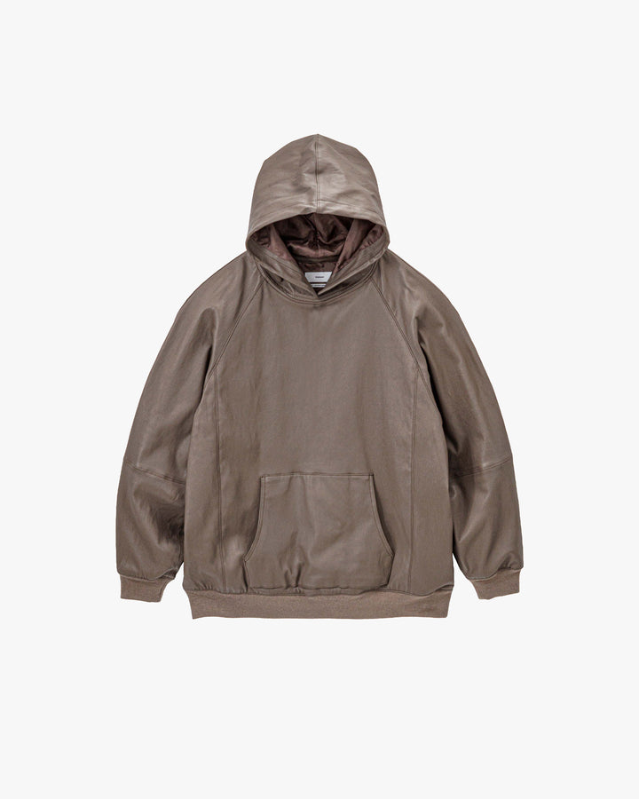 Bonded Leather Hooded Pullover