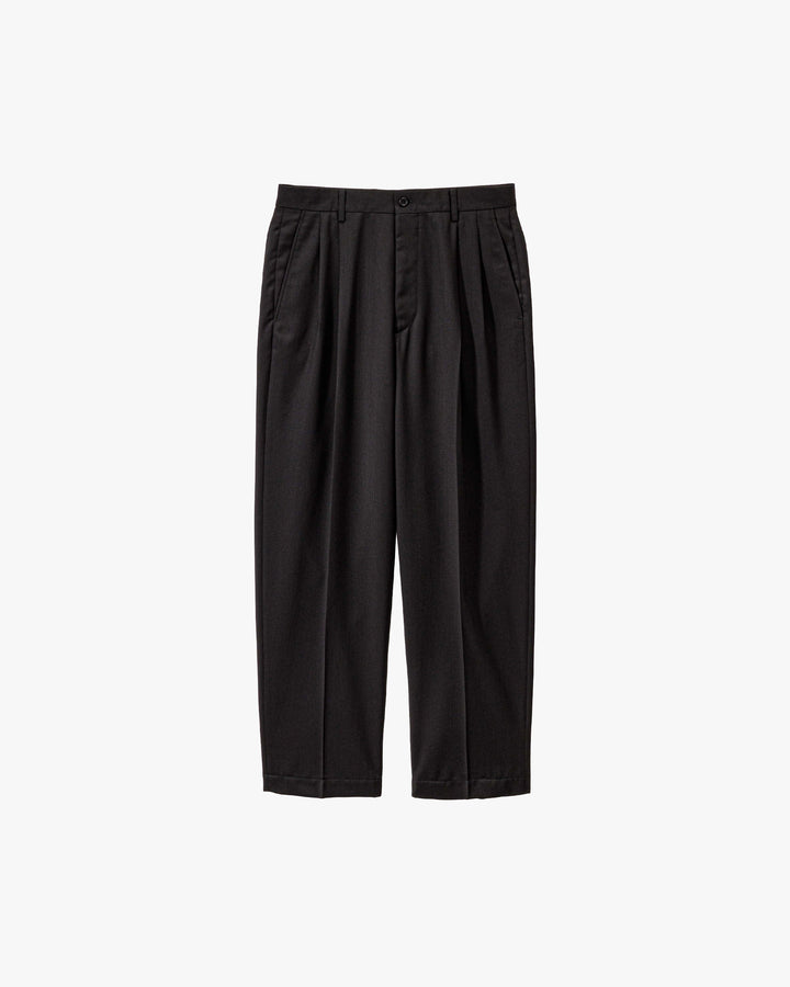 Melange Herringbone Pleated Wide Trousers