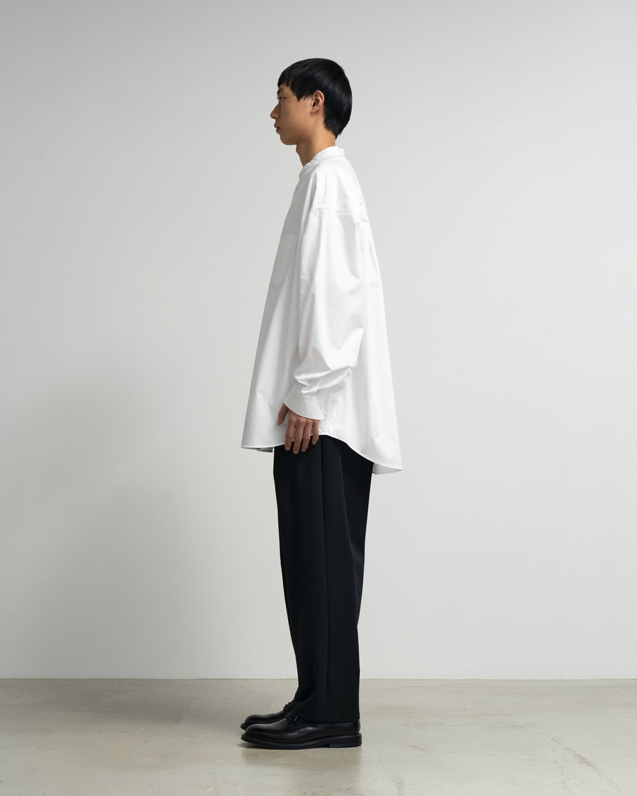 High Count Band Collar Round Cut Oversized Shirt