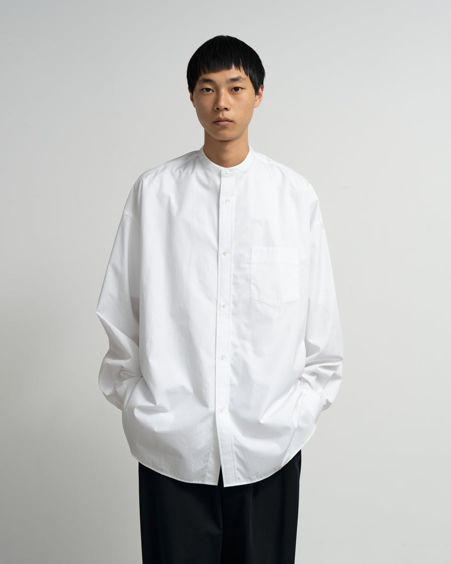 High Count Band Collar Round Cut Oversized Shirt