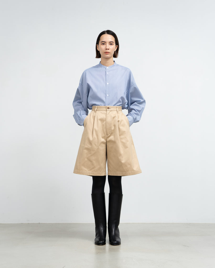 Broad L/S Oversized Band Collar Shirt