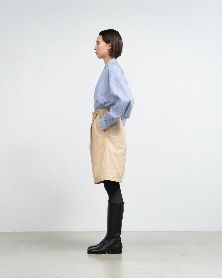 Broad L/S Oversized Band Collar Shirt