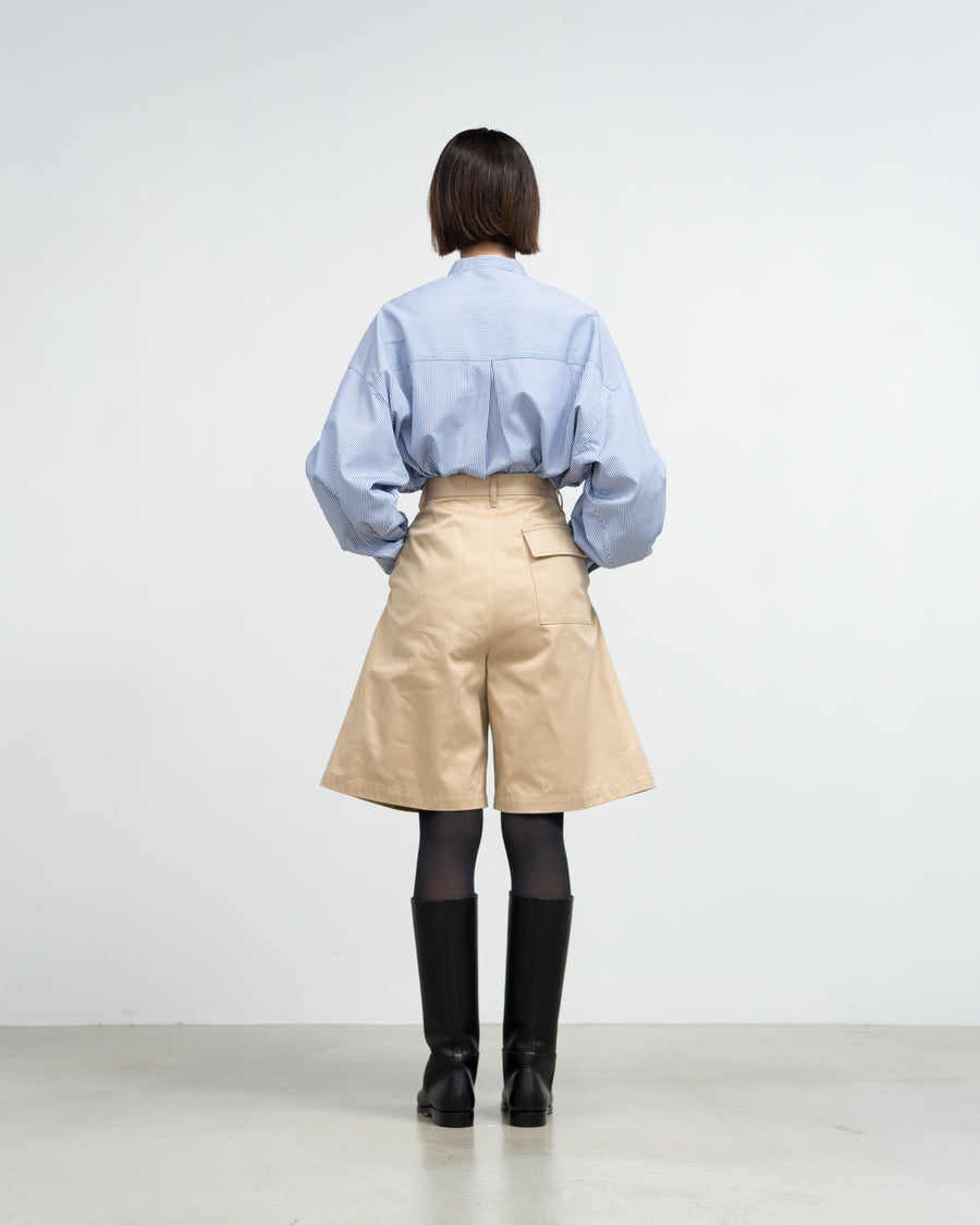 Broad L/S Oversized Band Collar Shirt