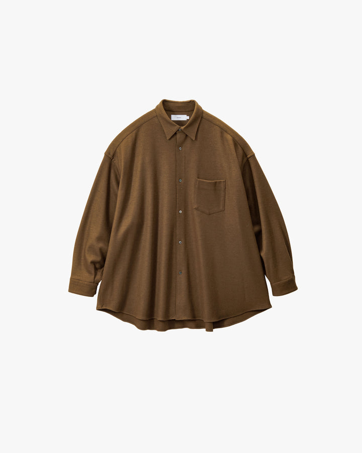 Wool Smooth Flannel Oversized Regular Collar Shirt