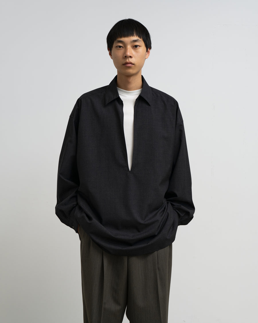トップス graphpaper FINE WOOL OVERSIZED SHIRT Fine Heather Wool L/S Skipper Shirt – Graphpaper