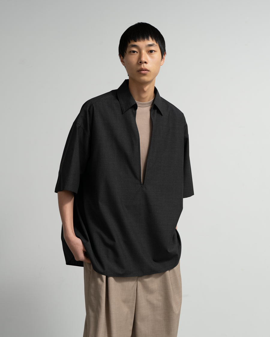 トップス Graphpaper cotton skipper polo Fine Heather Wool S/S Skipper Shirt – Graphpaper