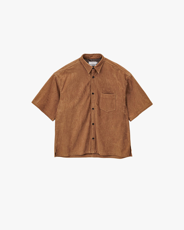 Cow Nubuck Leather S/S Oversized Regular Collar Shirt