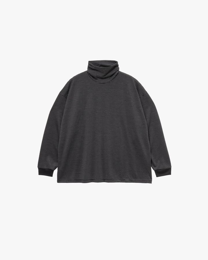 Fine Wool Border L/S Turtle Neck Tee