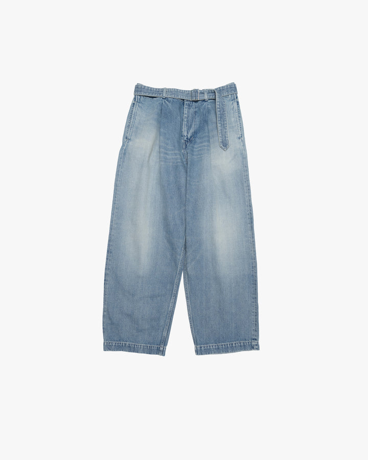 Selvage Denim Belted Pants - LIGHT FADE -