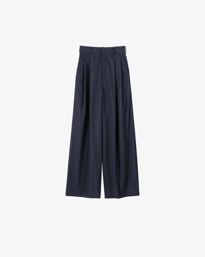 Wooly Cotton Twill Two Tuck Wide Pants