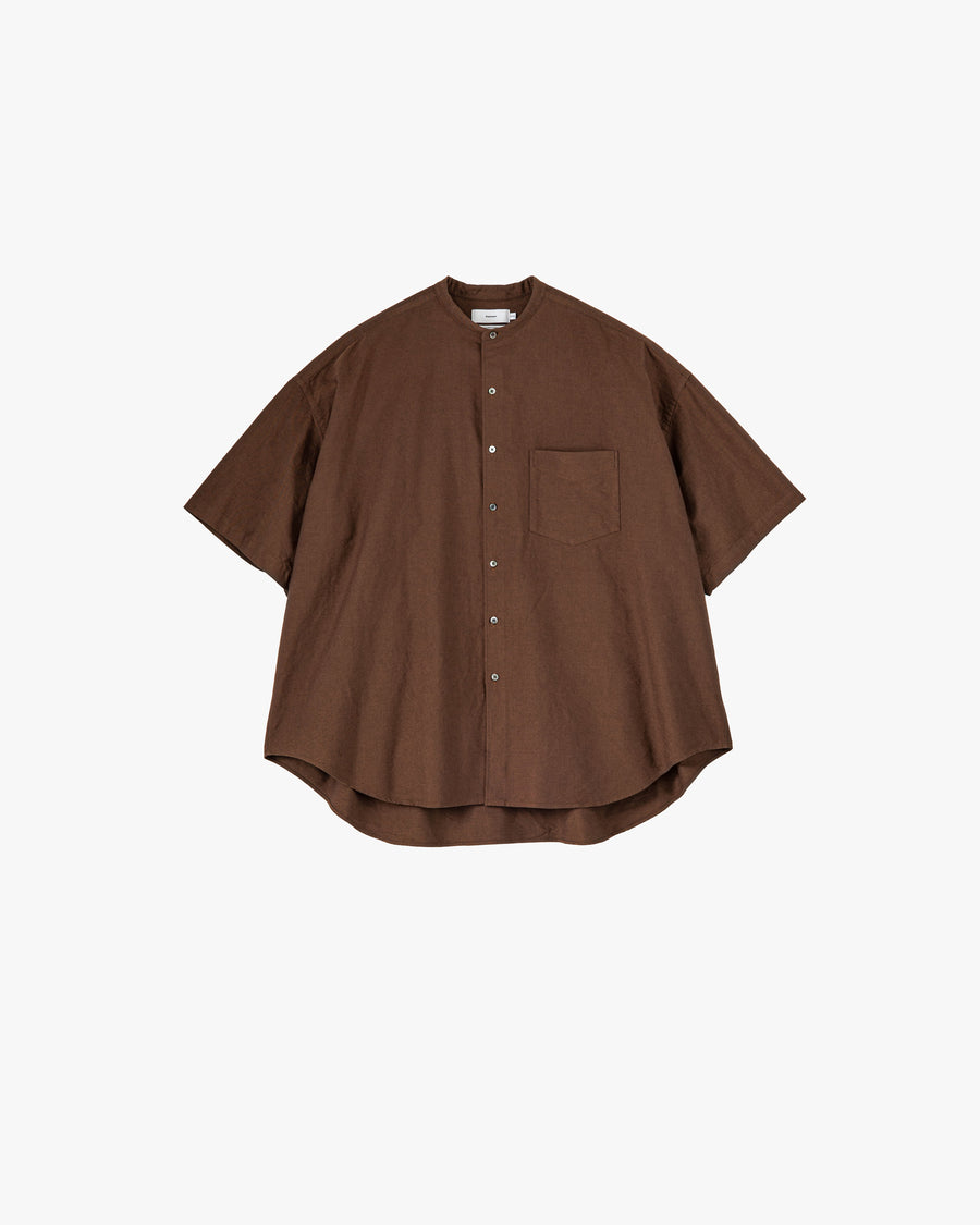 Oxford S/S Oversized Band Collar Shirt