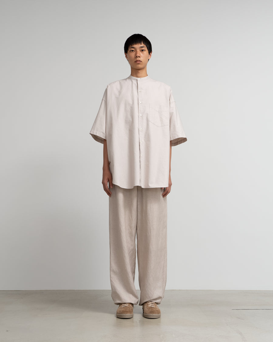 Oxford S/S Oversized Band Collar Shirt