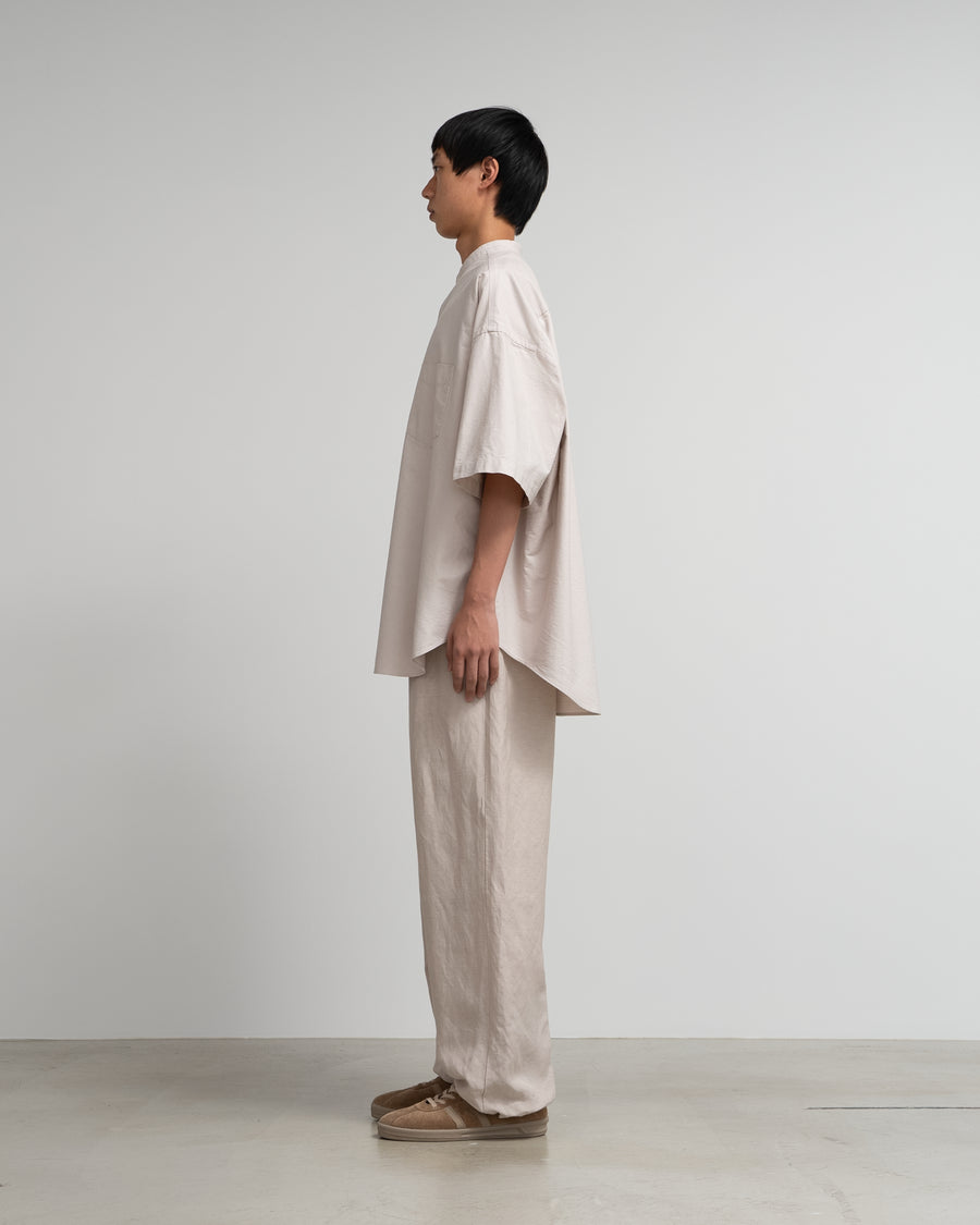 Oxford S/S Oversized Band Collar Shirt