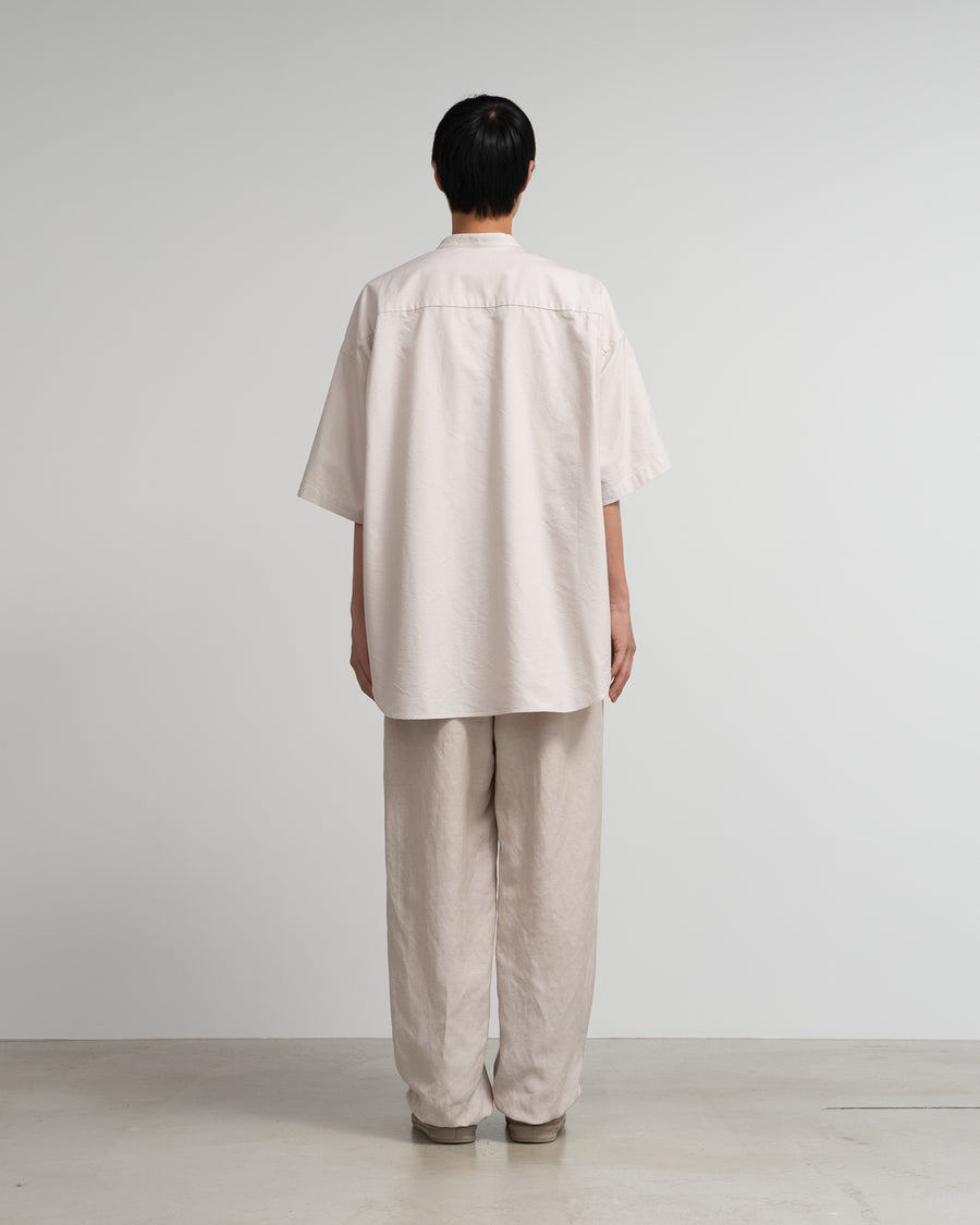 Oxford S/S Oversized Band Collar Shirt