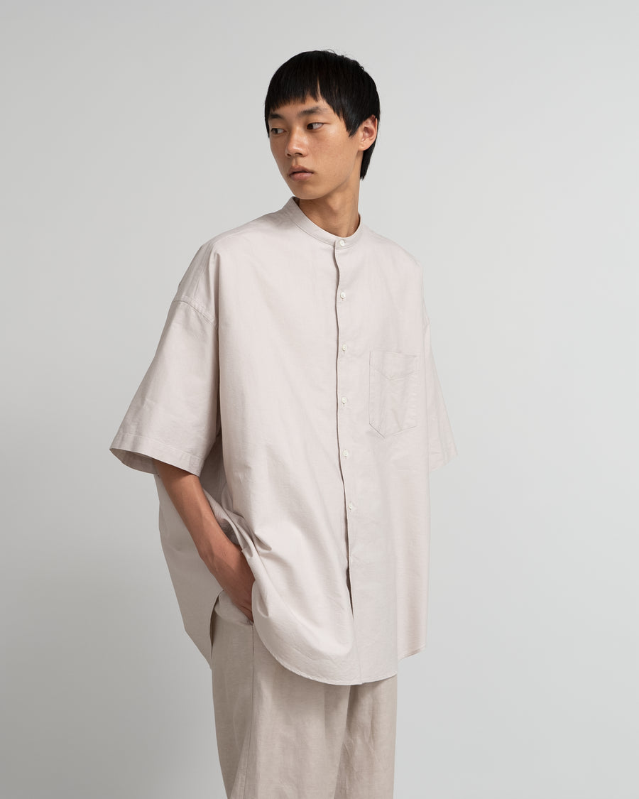 Oxford S/S Oversized Band Collar Shirt