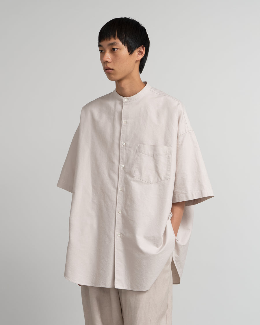 Oxford S/S Oversized Band Collar Shirt